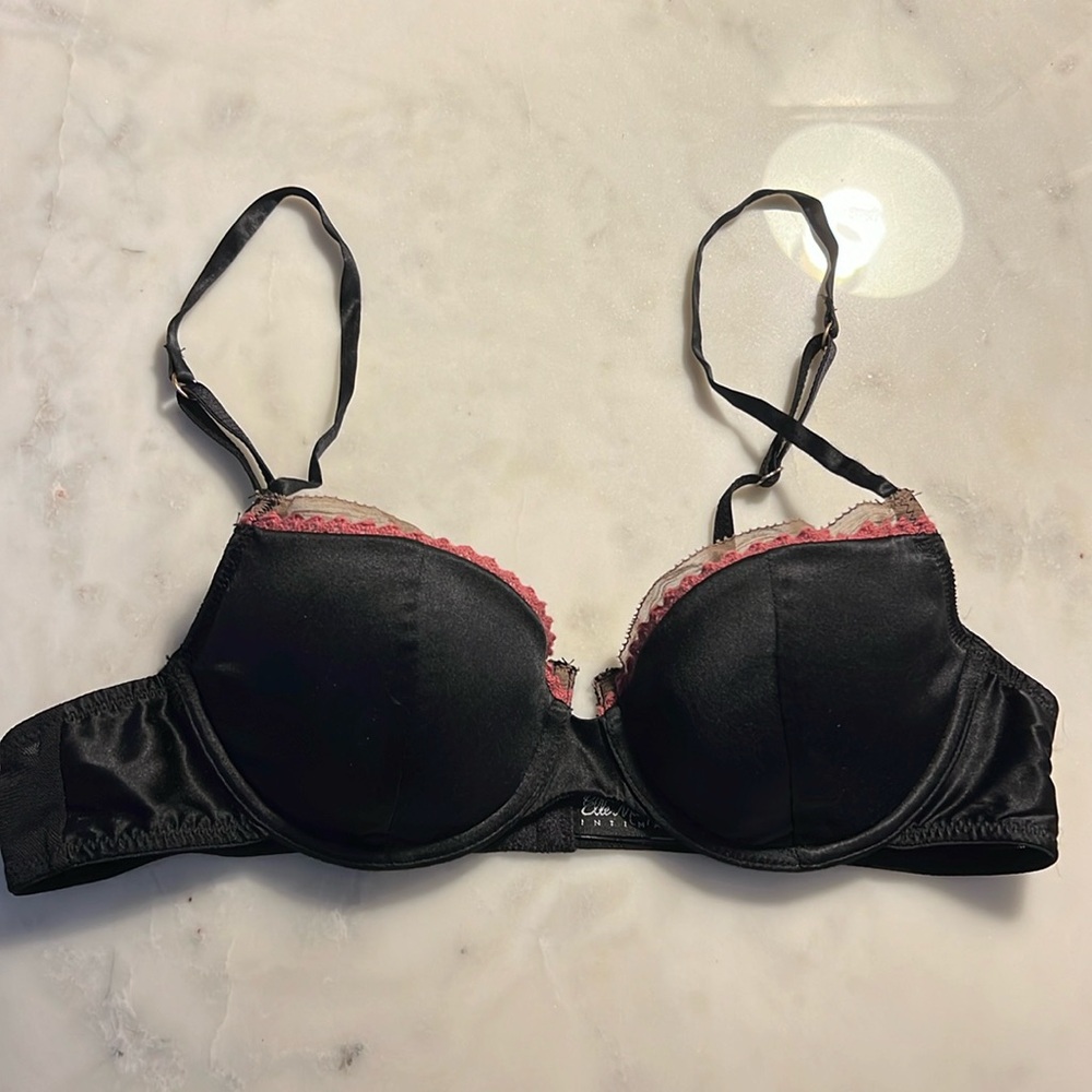 Elle Macpherson Intimates Balcony Bra Black Silk Size 34A
